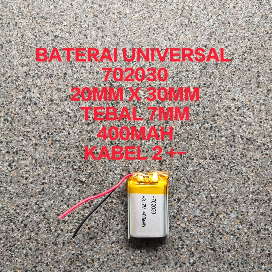 BATERAI ELEKTRONIK 702030 20MM X 30MM MODEL KABEL 2 BATTERY UNIVERSAL