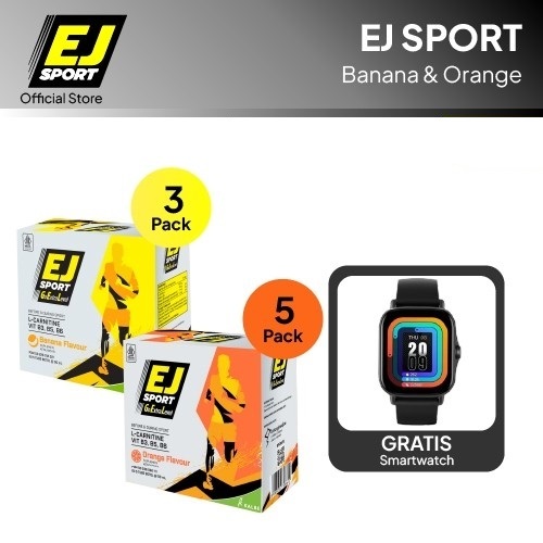 

[Running Package] EJ Sport Gel Orange 5 Pack + EJ Sport Gel Banana 3 Pack - Energy Gel + FREE Smartwatch