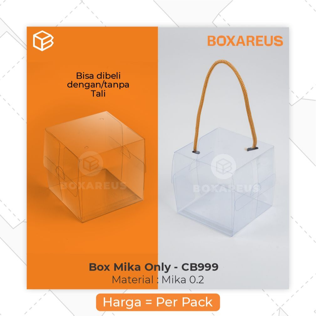 

Box Mika Handle Tali Dus Cupcake Transparan Kotak Souvenir Hamper | CB999 - Tanpa Insert