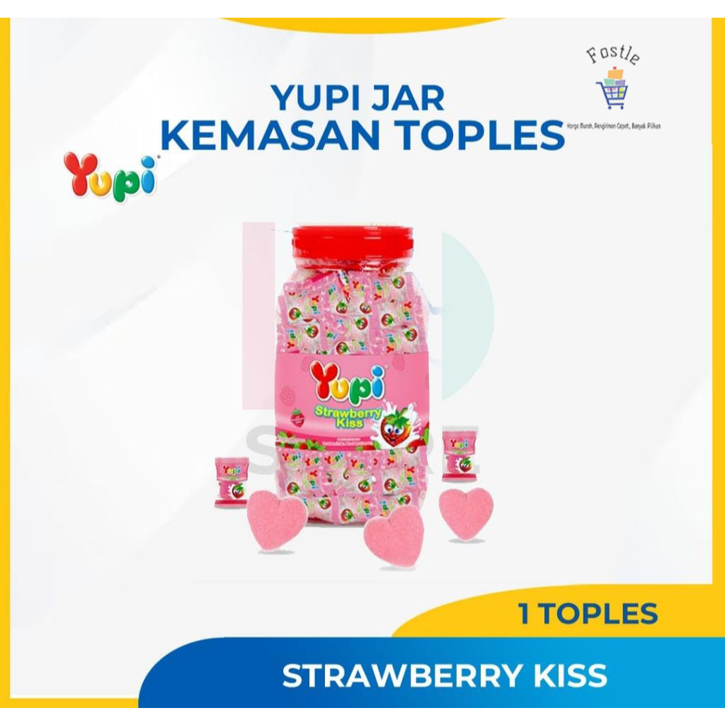 

Permen YUPI Love Toples Viral Strawberry Kiss 300gr Permen Jadul 90an Anak Lunak Buah Imlek Premen Lebaran 300 gram