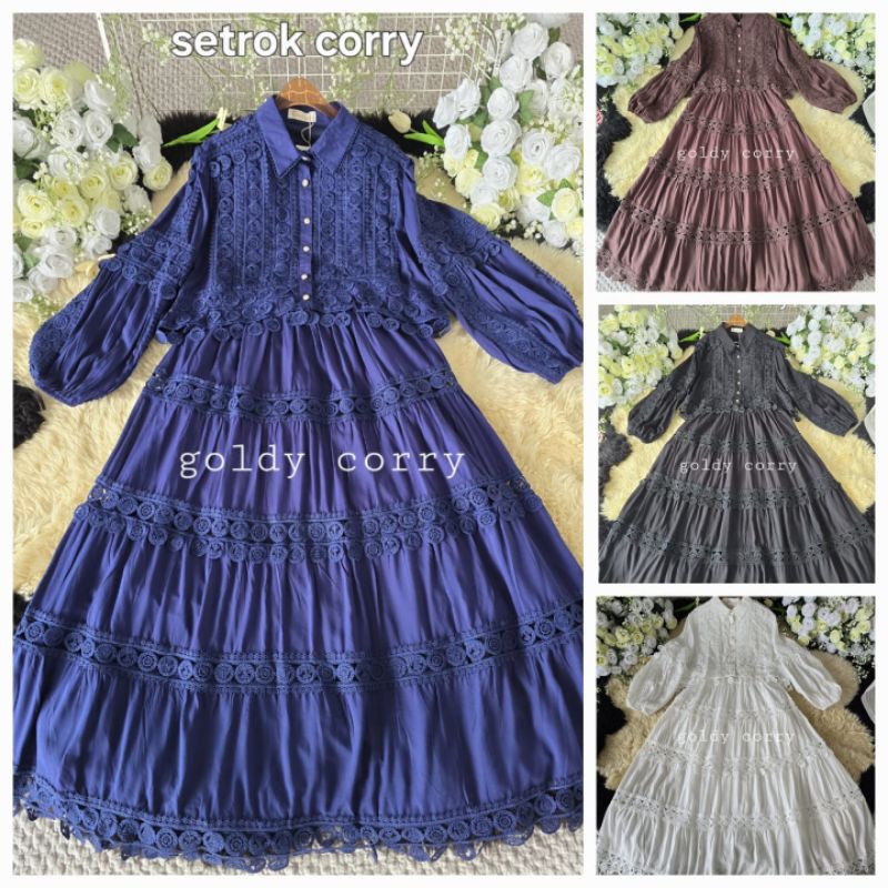 SETROK.GOLDY.CORRY.Bahan.katun.bkk.impor.premium.kombinasi renda.mewah.