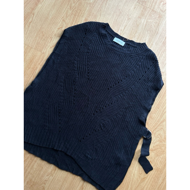 Vest 14 oversize jumbo black hitam Rompi Rajut Knit  cable spring Winter cewek cowok girl boy buzz b