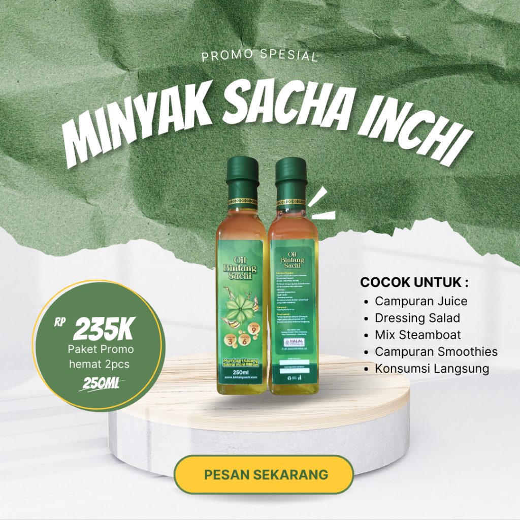 

Paket Bundling Minyak Sacha Inchi 250 ml (Dapat 2 Botol)