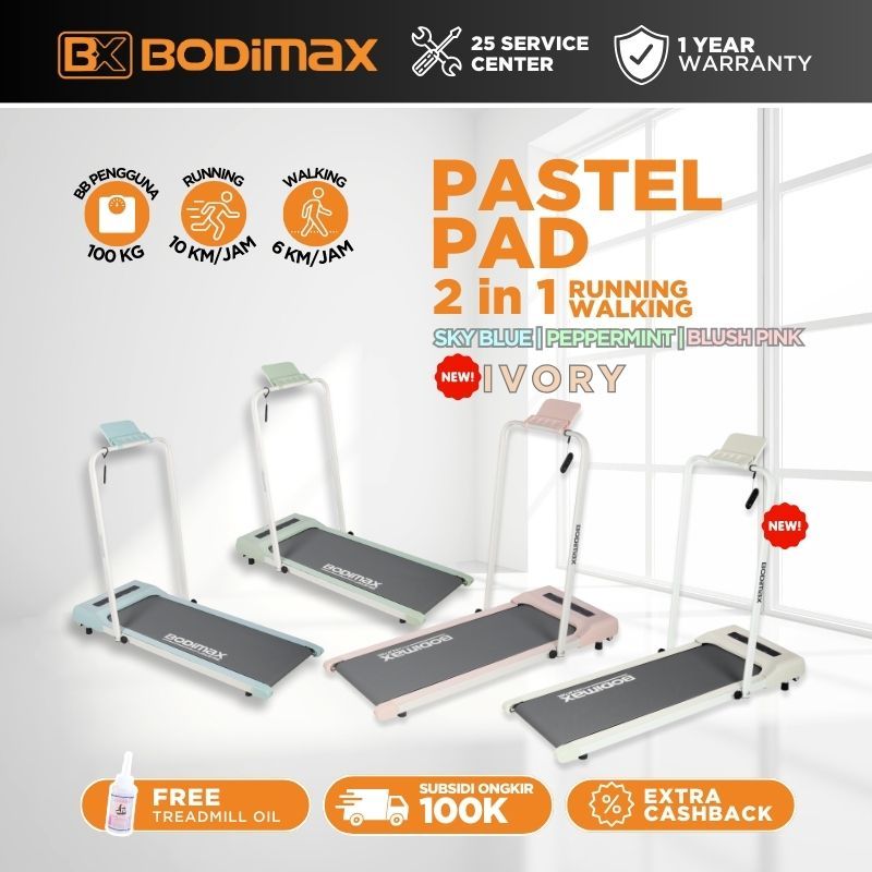 Bodimax Pastel Pad Treadmill Running Pad - Green, Blush Pink, Sky Blue, Ivory