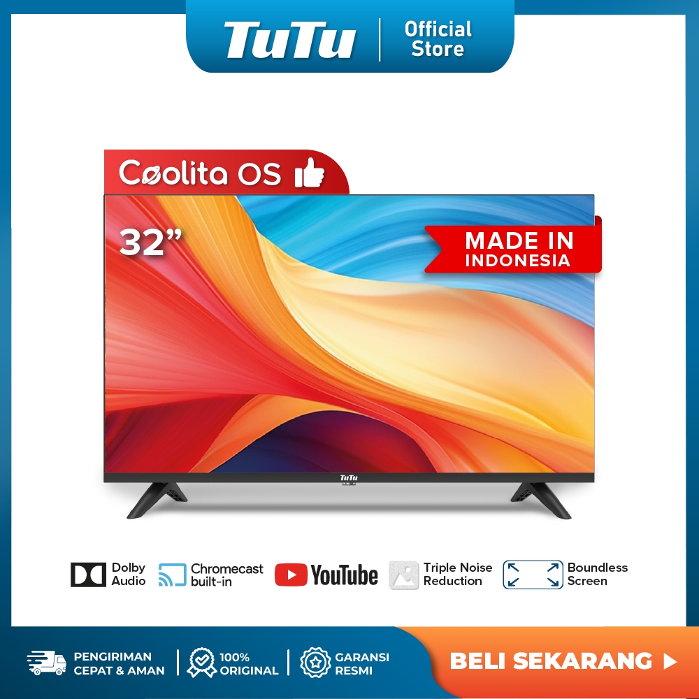 TUTU Smart TV 32 inch - Coolita - Full HD - Dolby Audio - WiFi - HDMI Youtube/ Prime Video IDTT32C01