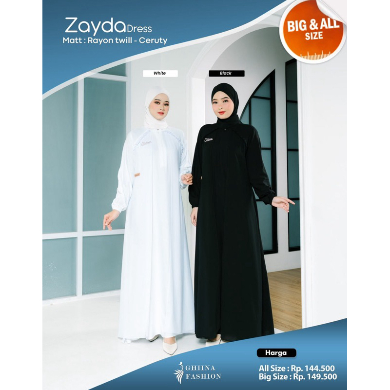zayda dress , dress kombinasi , gamis ghiina fashion, famis murah, ready stok, bisa cod