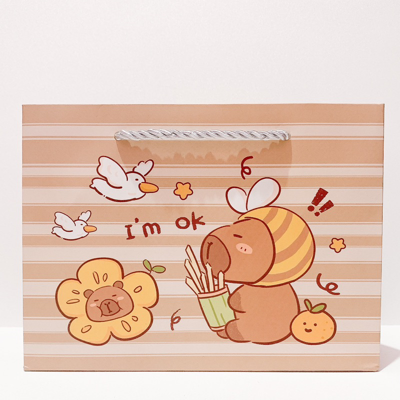 

PAPER BAG CAPYBARA,TAS HAMPERS CAPYBARA,PAPER BAG TAS KADO,PAPERBAG ULANG TAHUN CAPYBARA BARA