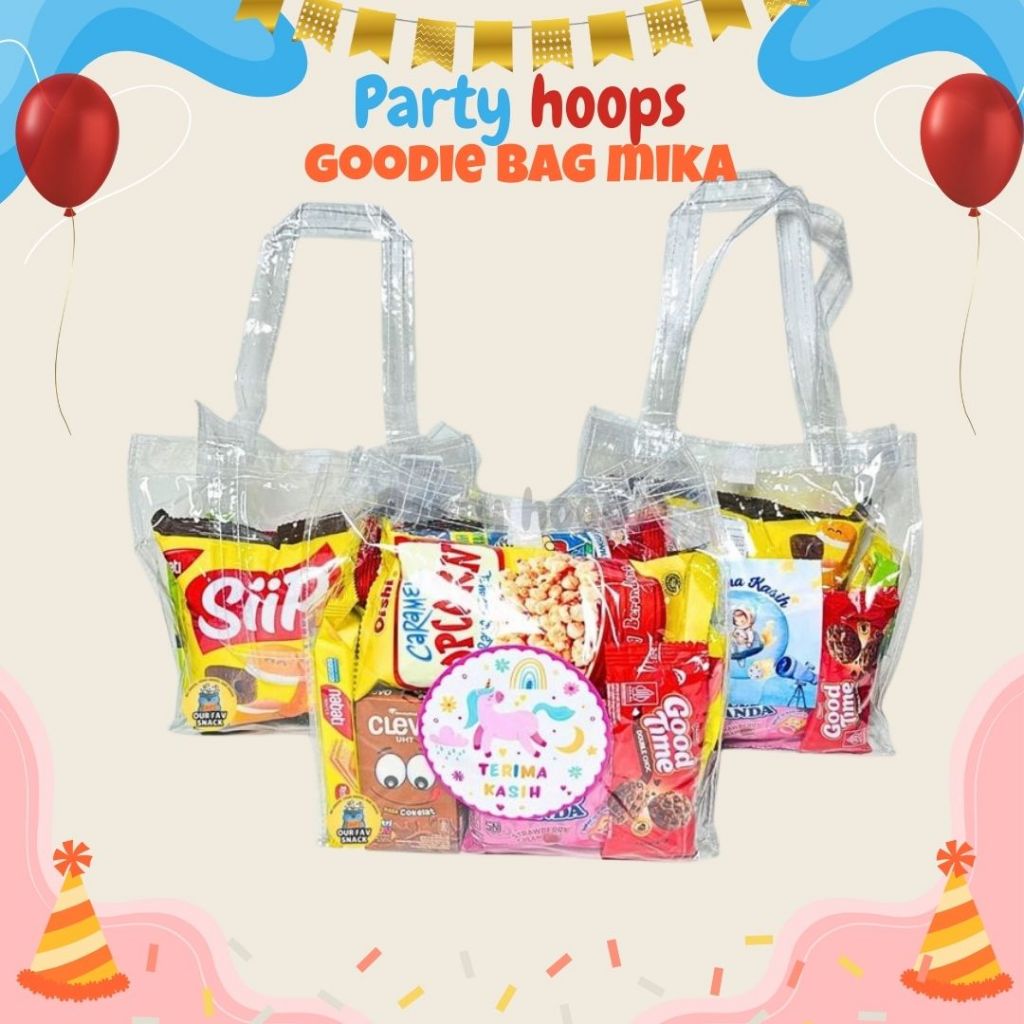 

Tas Ulang Tahun Goodie Bag Mika Transparan 1pcs 25X11 Tas Souvenir Mika Transparan Partyhoops