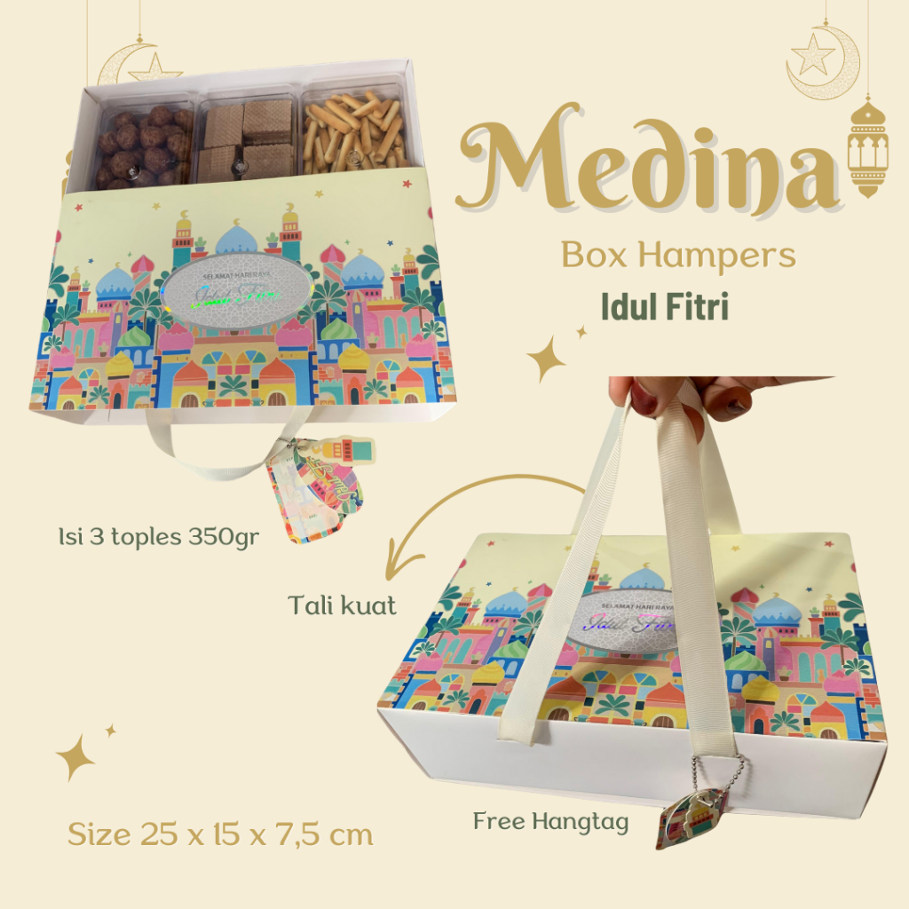 

[READY STOCK] Medina Box Persegi Hampers Lebaran Tali Jinjing Box Hampers Kue Idul Fitri Toples Type 901
