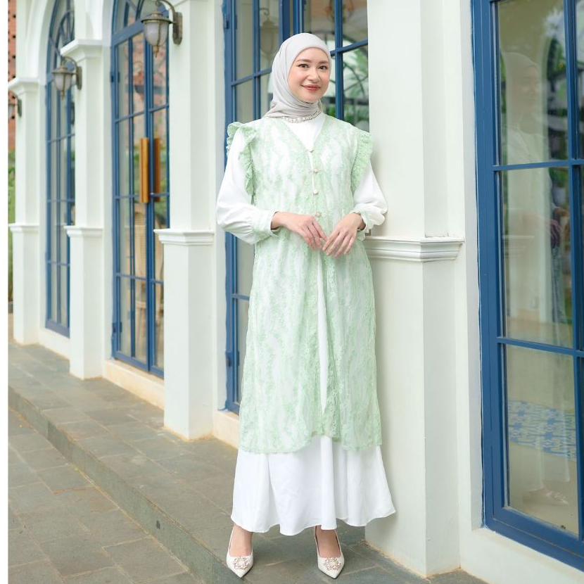 Kheva Mauza Nalani Lace Dress | Gamis Wanita Rompi Brokat Busui