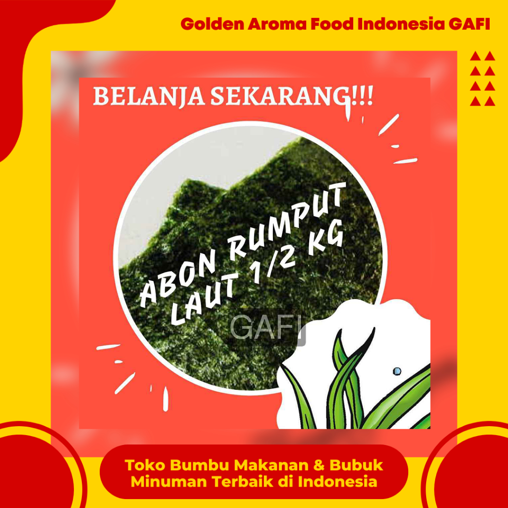 

GAFI Food Bumbu Tabur Rasa Abon Rumput Laut 1/2 Kg Enak Murah Halal, Abon Rumput Laut Seasoning Powder 1/2Kg