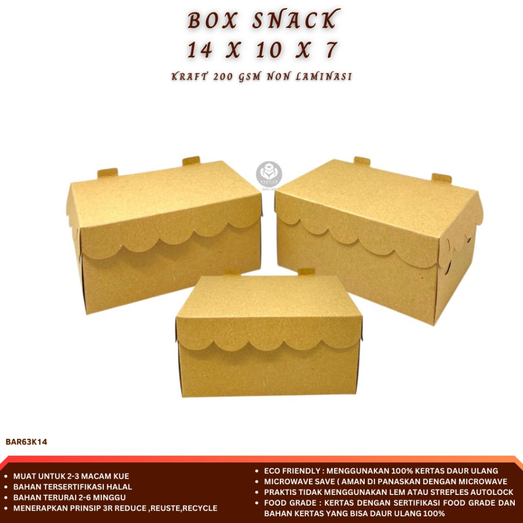 Dus Snack 10X14 Bahan 200 Gsm Snack Box 10x14 (BAR63K14-14X10X7)