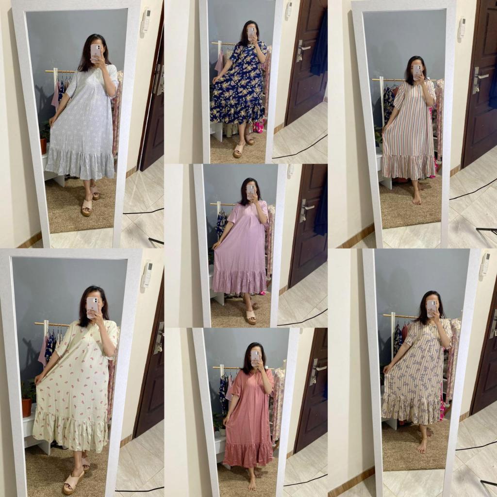 Home Dress Nyaman Bahan Premium Series ''OLLA'' Muat Hingga BB Super Jumbo
