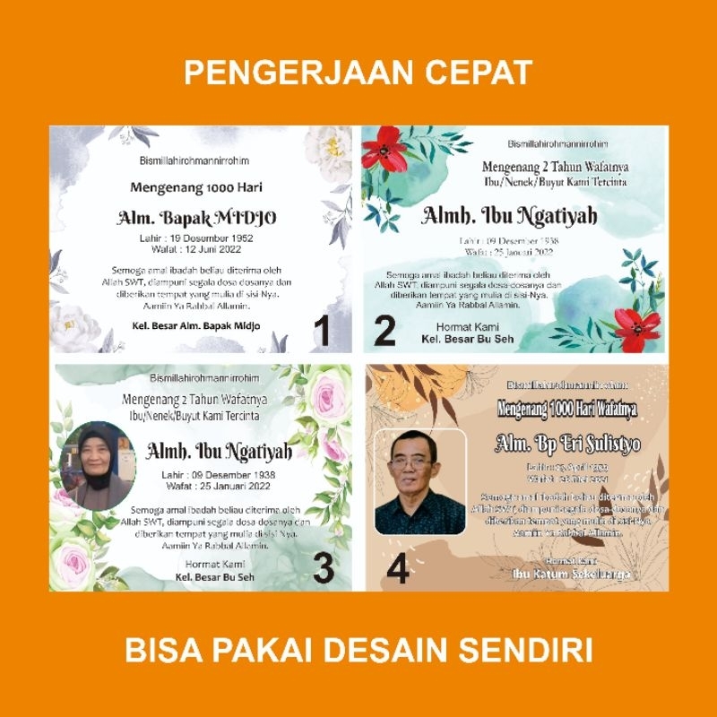stiker label ucapan tahlil / wafatnya 40/100/1000 hari ukuran 14x10CM