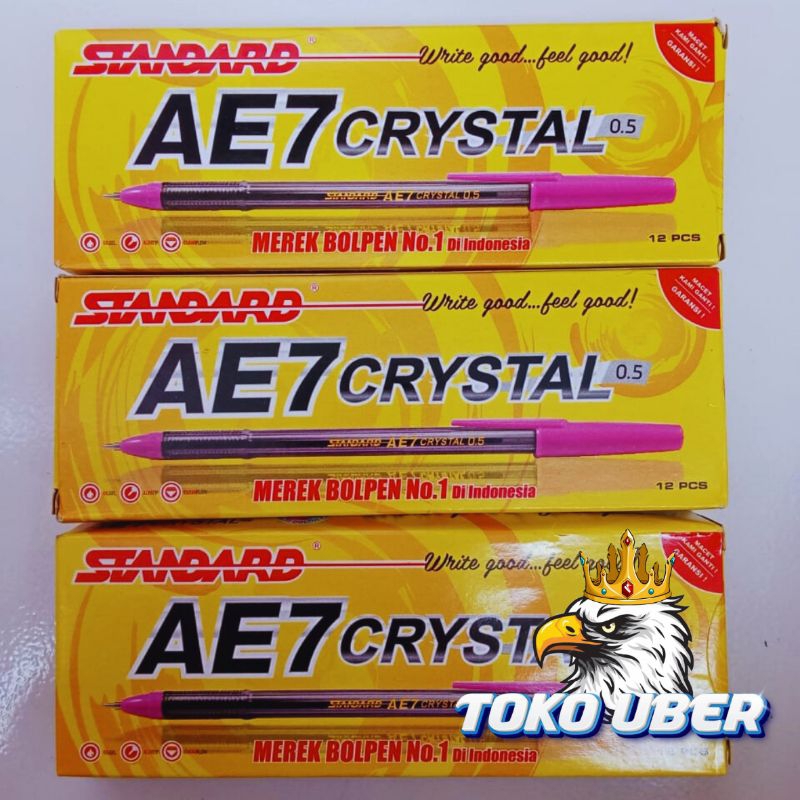 

Ballpoint standard pulpen AE7 crystal warna hitam 0.5 isi 12pcs