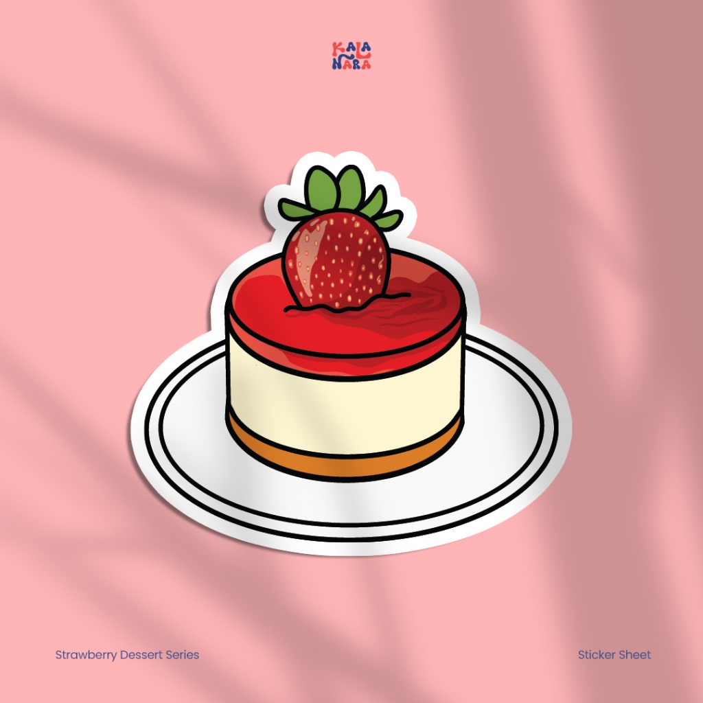 

Sticker Die Cut Strawberry Dessert cheesecake