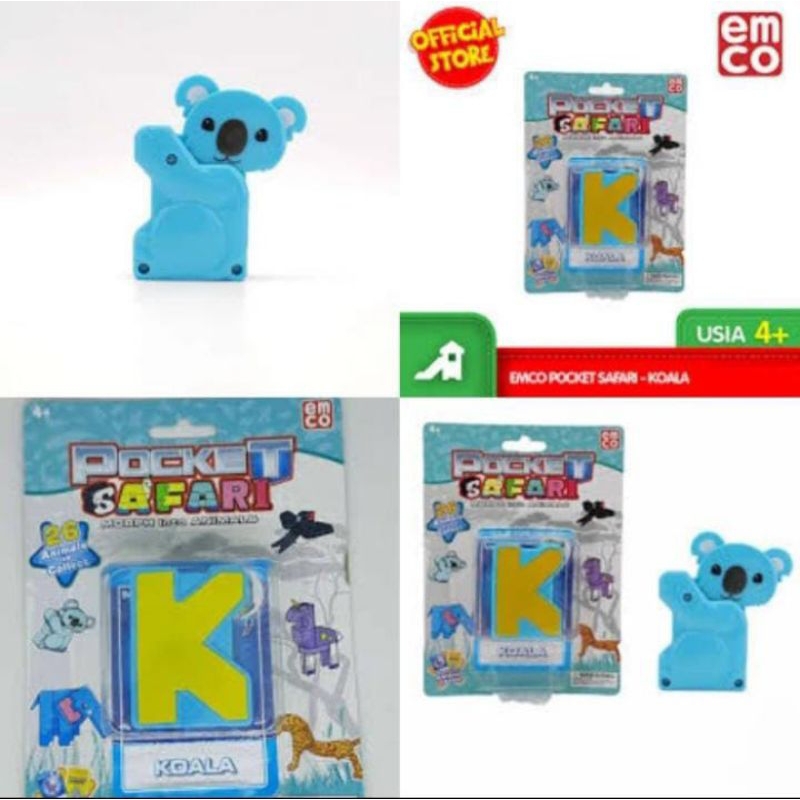 EMCO POCKET SAFARI KOALA K HURUF K ALPHABET K ORIGINAL mainan PREMIUM KOALA DIKIRIM SESUAI GAMBAR YA