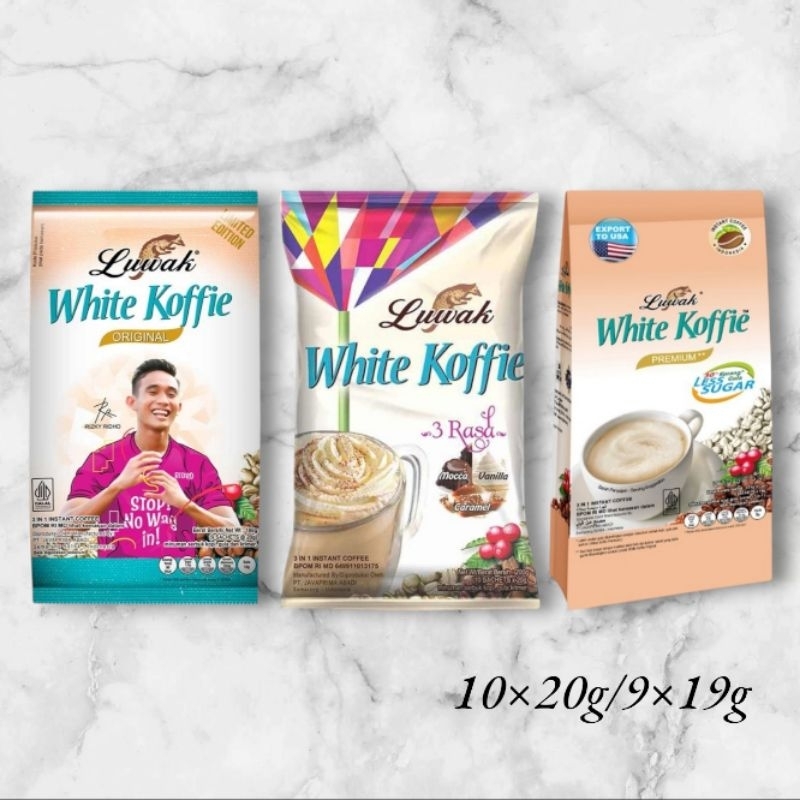 

Luwak white Koffie Original/Less Sugar/3 Rasa 10×20g/9×19g