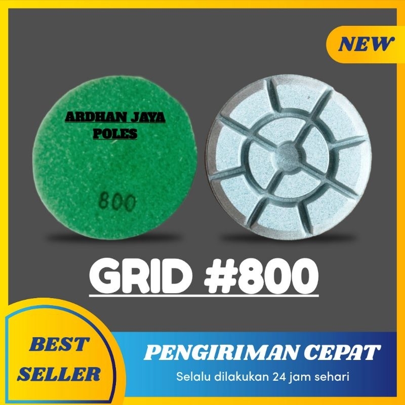 Diamond Pad 4 inch Tebal Poles Marmer Granit Terrazzo Beton Semen Diamond Pad Bevel - Grid 800