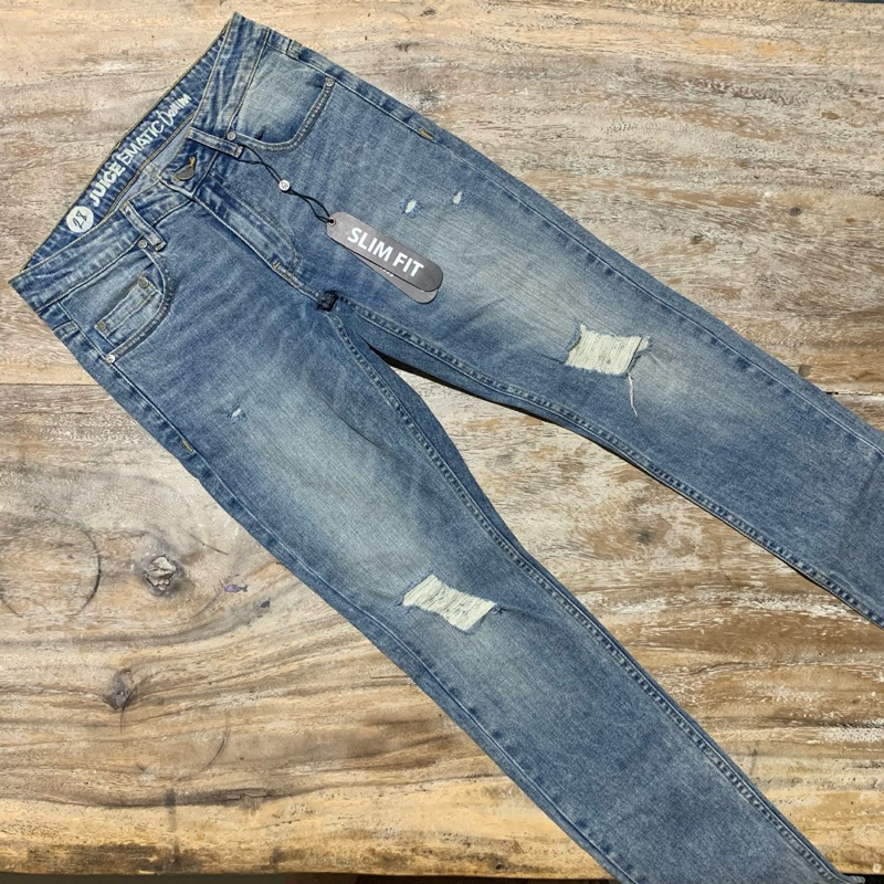 Juice Ematic - Celana Panjang Jeans Denim Ripped size 28