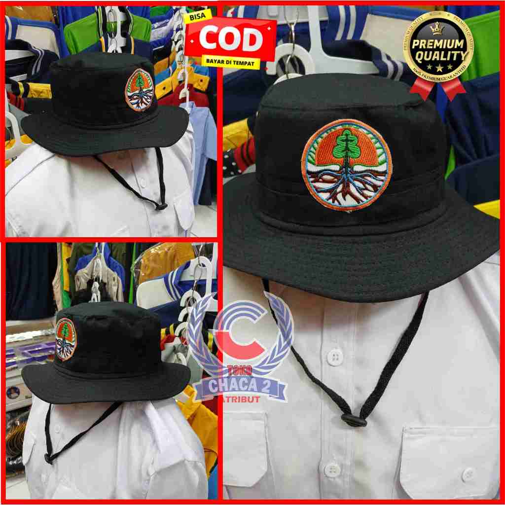 topi kementerian perhutani model lapangan warna hitam/topi rimba perhutani/topi kerja kementerian pe