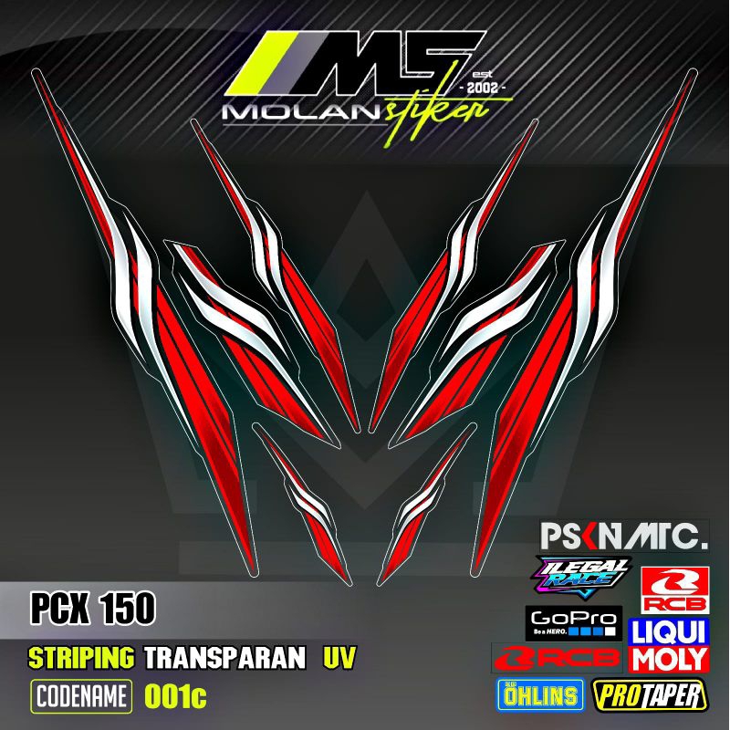 Decal Sticker Striping Variasi Transparan Uv PCX 150 2018-2021 Honda PCX Abs PCX Lokal Pcx 150 Thail