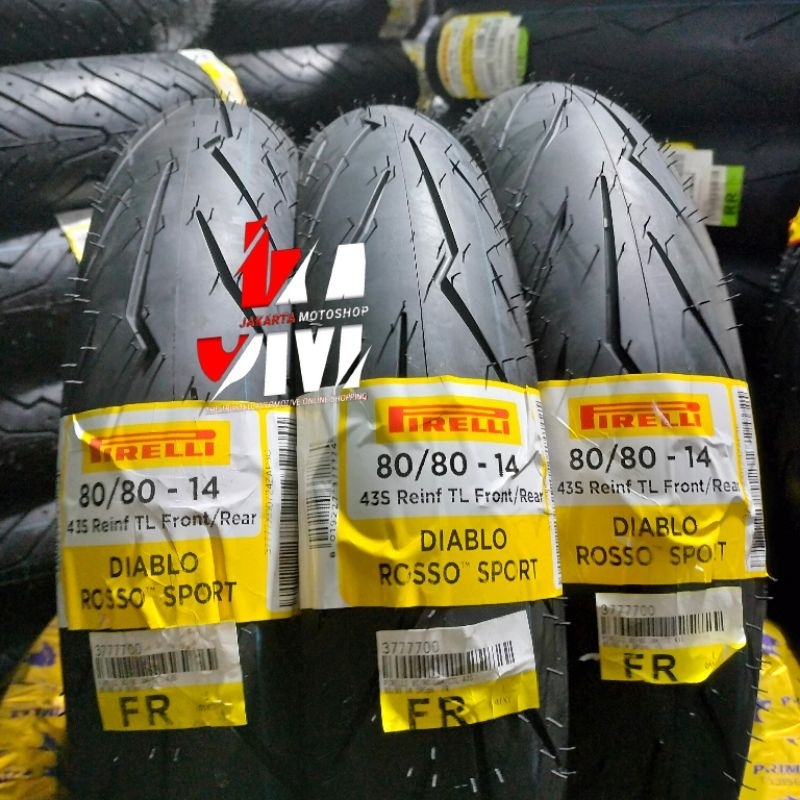 Ban Motor 80/80-14 PIRELLI Diablo Rosso Sport for Beat Vario Scoopy Mio Fino _ Tebal-Awet-Anti Licin