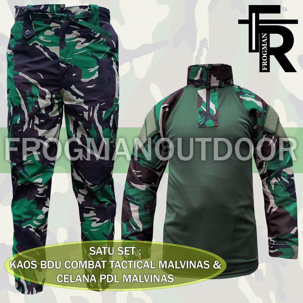 Setelan Satu Set Kaos BDU Tactical Combat dan Celana Panjang PDL Malvinas