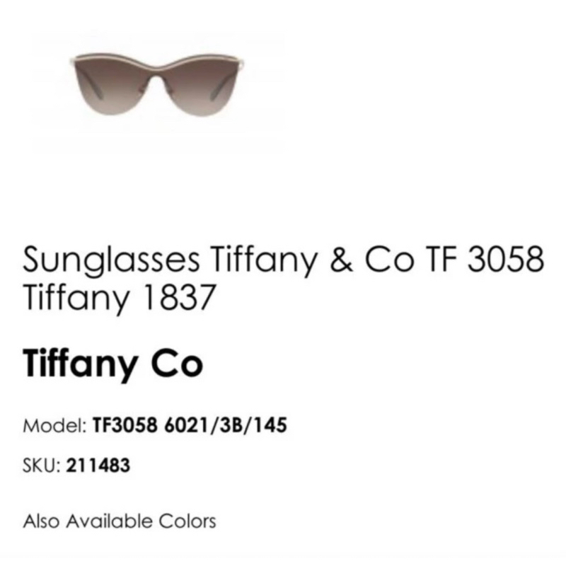 Authentic Tiffany & co sunglasses TF 3058 Tiffany 1837 T&C Kacamata