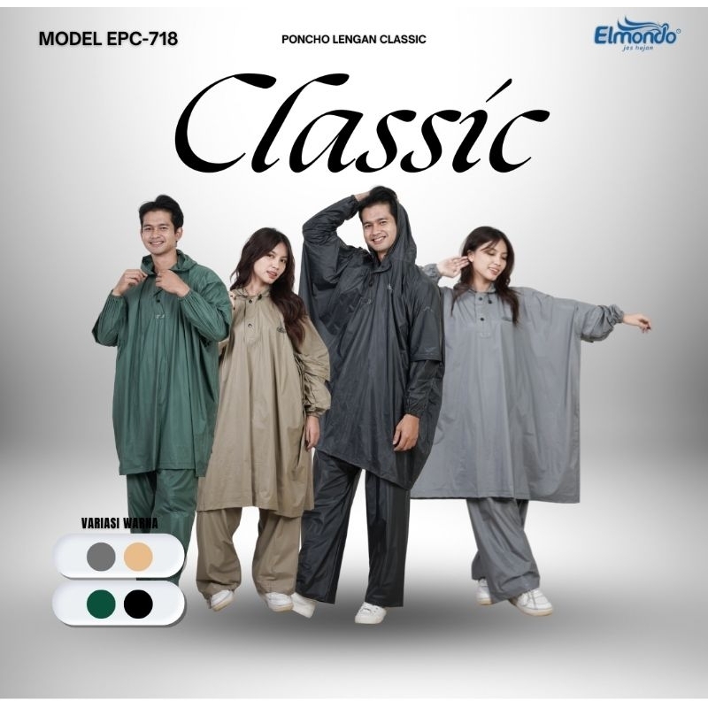 CLASSIC 718 - Jas Hujan Elmondo Setelan Pria Wanita - Mantel Ujan Jumbo