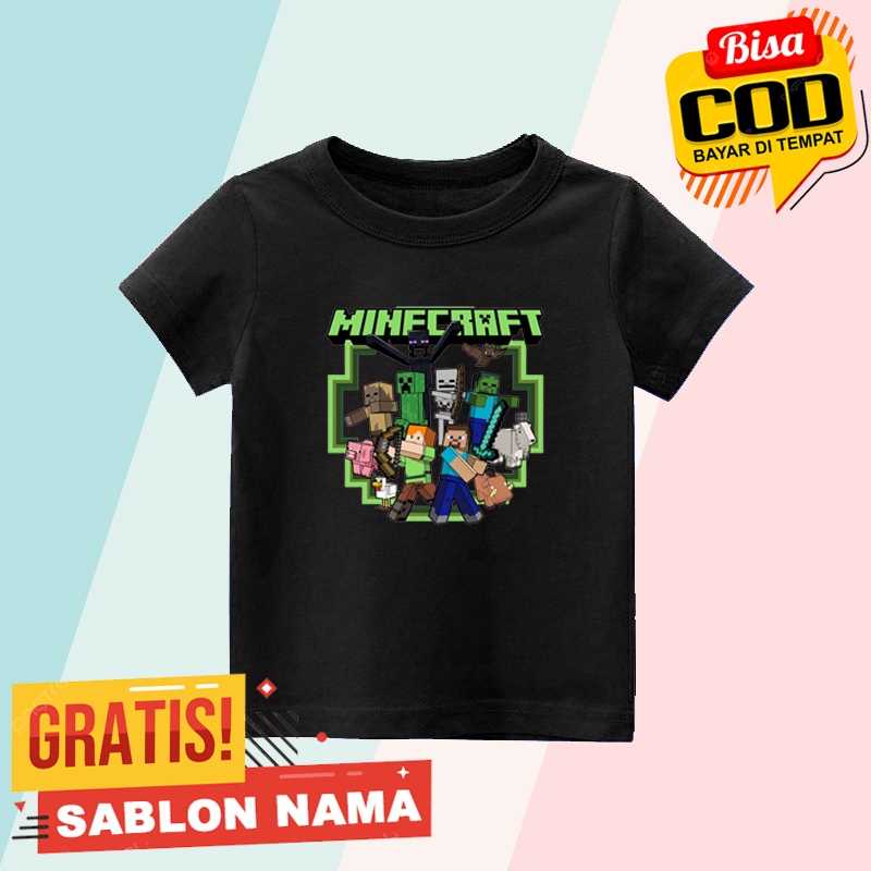 Kaos Anak Mine Craft / Baju Anak Laki Laki Atau Perempuan Mine Craft