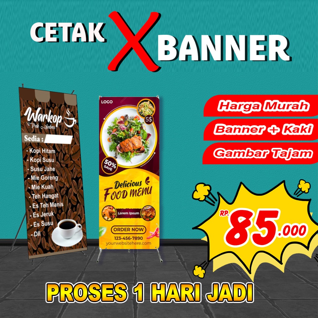 [FREE DESIGN] Cetak XBanner 60 x 160 cm/XBanner Custom/YBanner/XBanner aqiqah/XBanner wisuda/XBanner