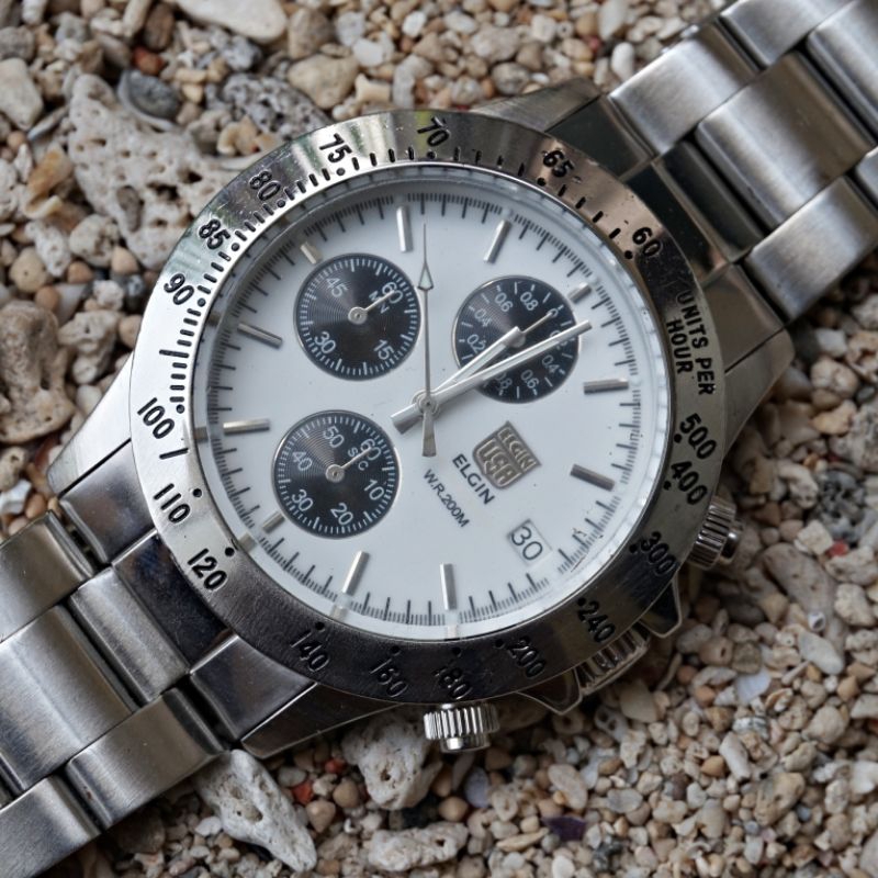 jam tangan panda Elgin USA chronograph pria