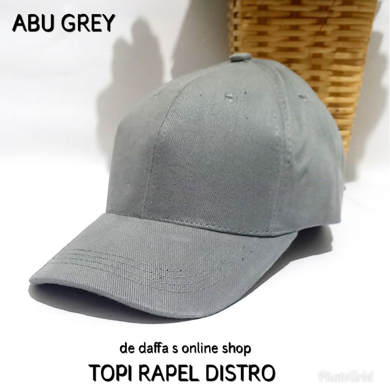 Topi baseball cap abu abu muda grey dewasa polos pria wanita casual sport  TOPI BASEBALL POLOS DEWAS