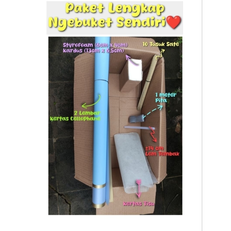 Paket Lengkap Ngebuket Sendiri / Paket Bikin Buket Sendiri Murah / Kit Peralatan Membuat Buket Lengk