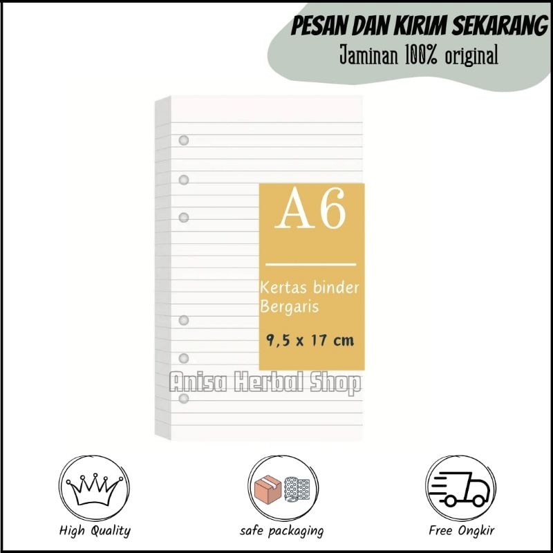 

Kertas Binder Bergaris Ukuran A6 Loose Leaf Isi Binder 6 Lubang