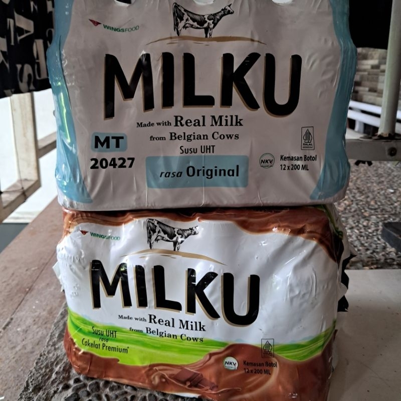 

MILKU Susu UHT Original Botol 200 ml MILKU Susu UHT Cokelat Premium 200ml