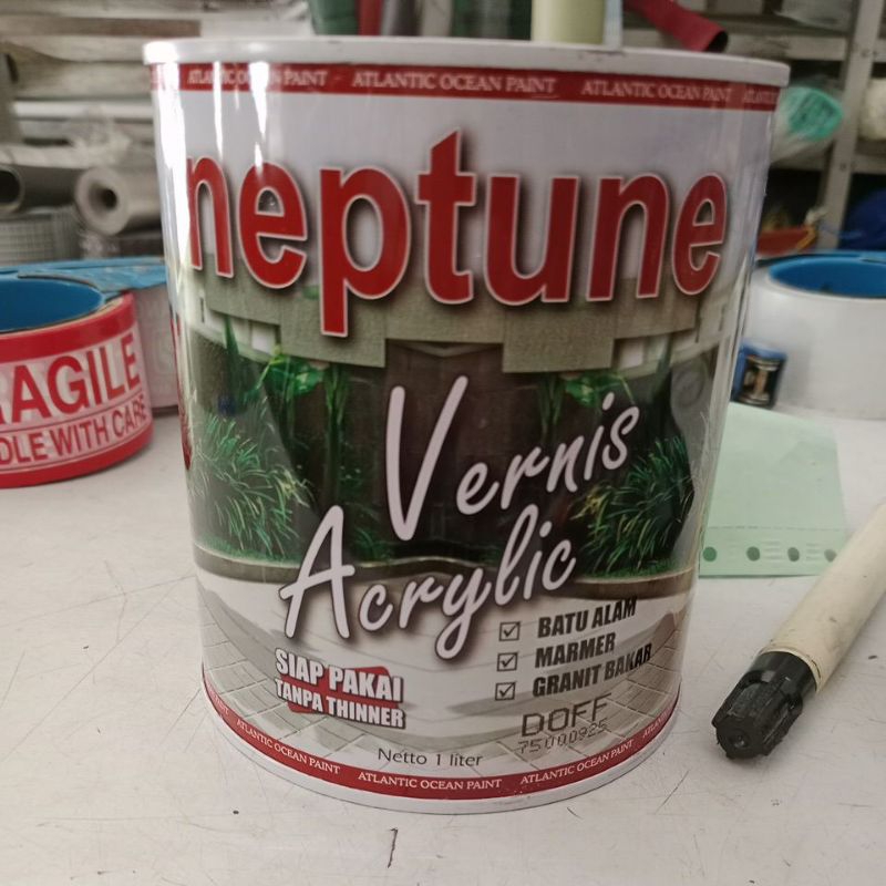 Neptune cat batu alam. neptune vernis acrylic 1 liter. untuk batu alam. marmer. garnit