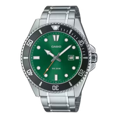 100% original  Casio General MDV-107D-3A2VDF Marlin Duro Diver 200m Green Stainless