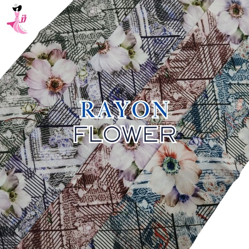 rayon kembang / rayon motif bunga / viscose premium / rayon motif abstrak / viscose premium / kain r