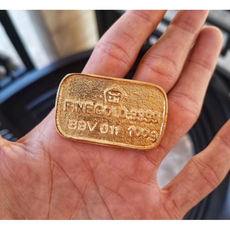 Miniatur/Replika emas batangan kuningan 999.9 Logam mulia 100g