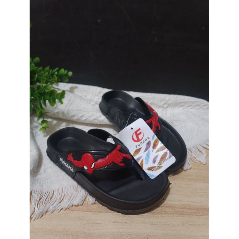 Sandal anak laki laki spiderman fuhaha 4 tahun hitam