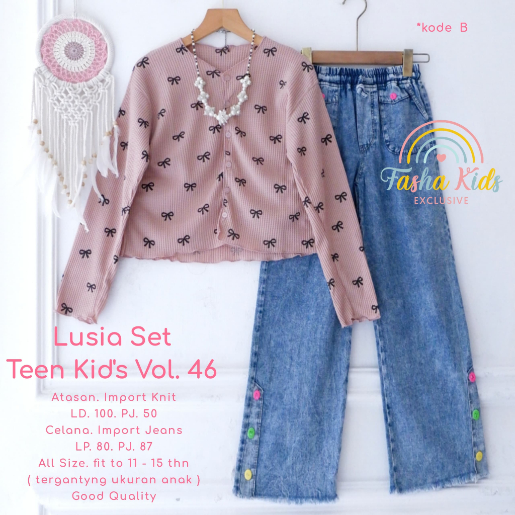 baju setelan anak perempun lusia teen kids vol.46