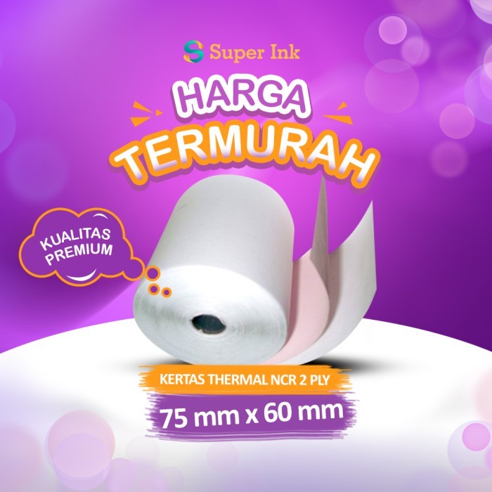 

Kertas Struk Kasir NCR 2 ply 75 x 60 mm Paper Thermal Roll