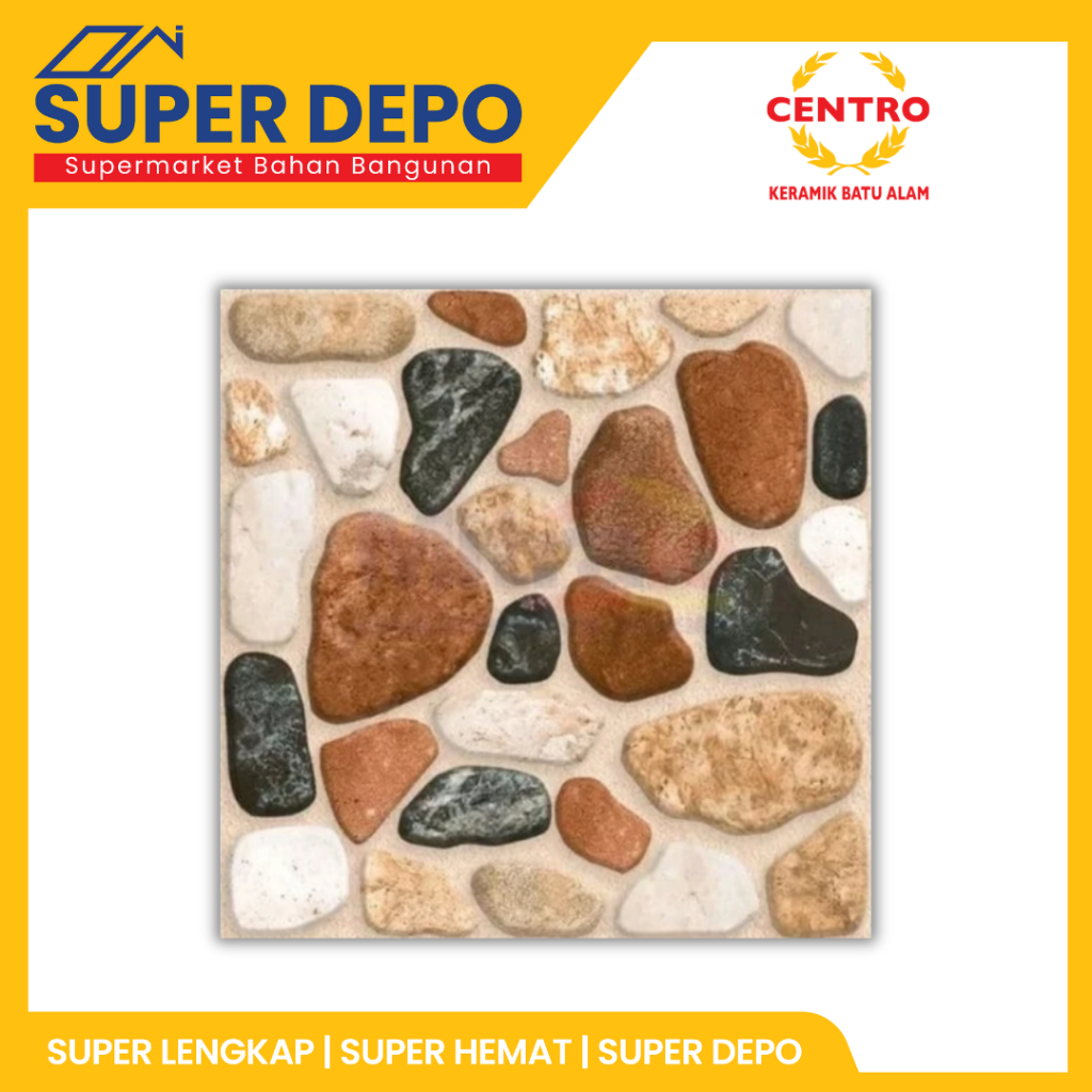 KERAMIK CENTRO 40X40 CM - SS 25 BROWN BATU ALAM