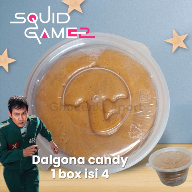 

Dalgona candy paket box isi 4 || dalgona candy squid game || permen viral korea