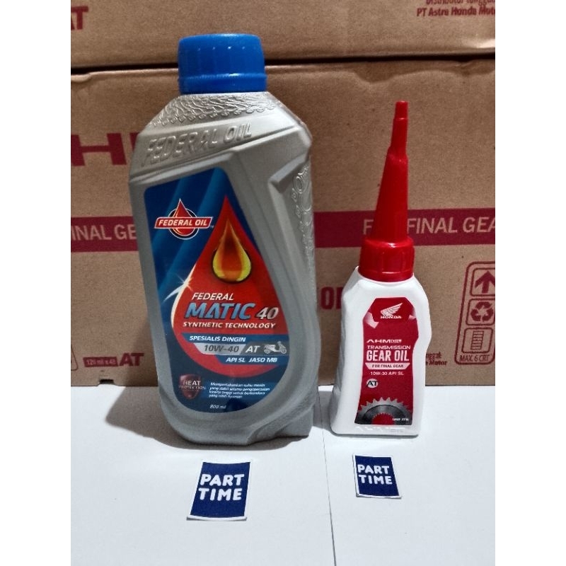 oli mesin federal matic 800ml + oli gardan honda original
