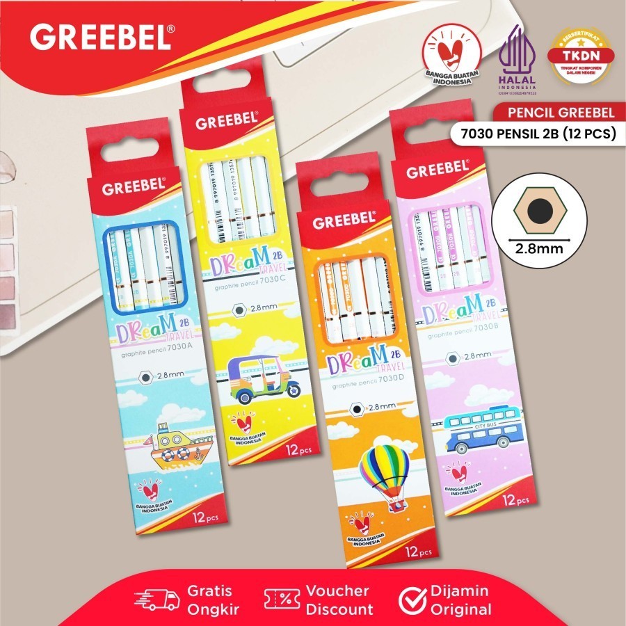 

Pensil Greebel 2B 7030 Dream Pencil Ujian Sekolah Graphite Kayu [1 Pak Isi 12 Pcs]