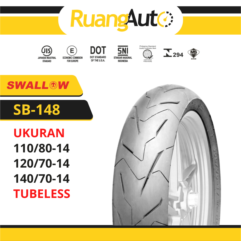 BAN MOTOR SWALLOW SB-148 RAZOR SOFT COMPOUND RING 14 UKURAN | 110/80 | 120/70 | 140/70 | TUBLES