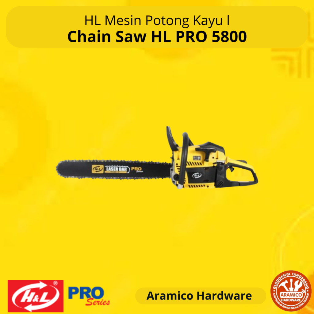 HL Mesin Gergaji Kayu Laser Bar/ Chain Saw PRO 5800 22" Bar Baja Laser